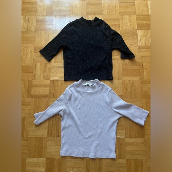 TWO quarter sleeve mock neck shirts - Picture 1 of 4